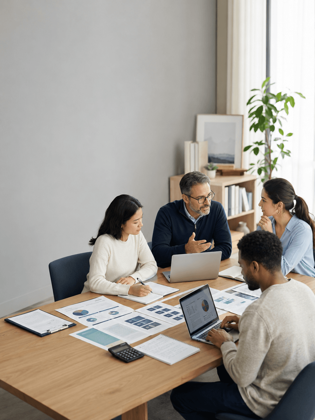 Finance professionals collaborating in a meeting