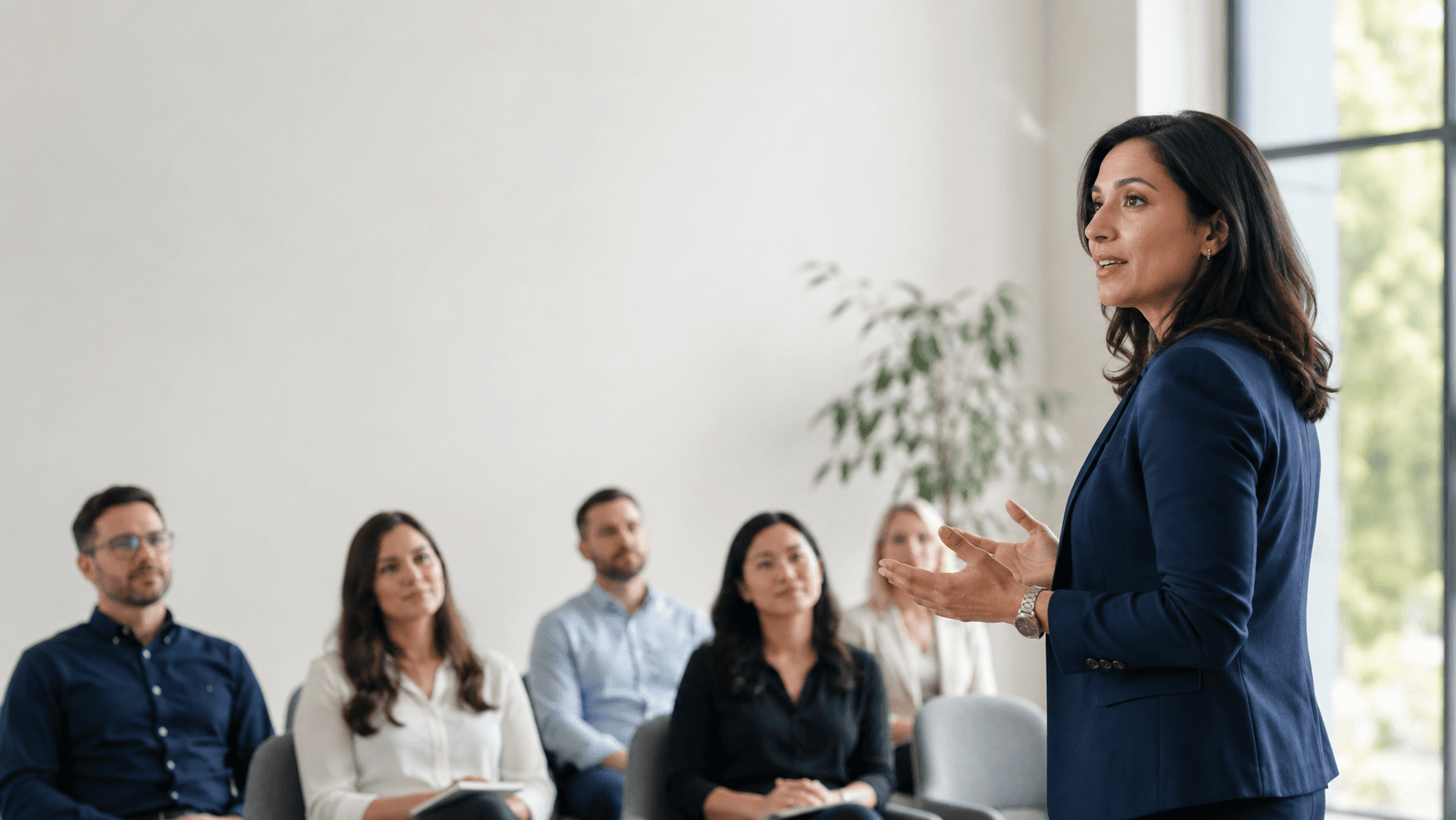 Speaker presenting to an audience at a workshop