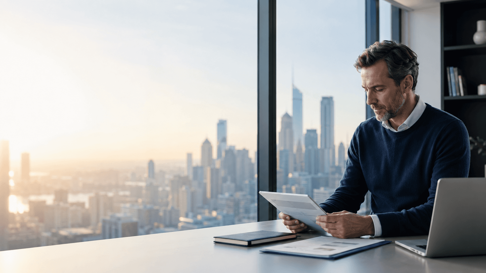 Finance professional reviewing market insights