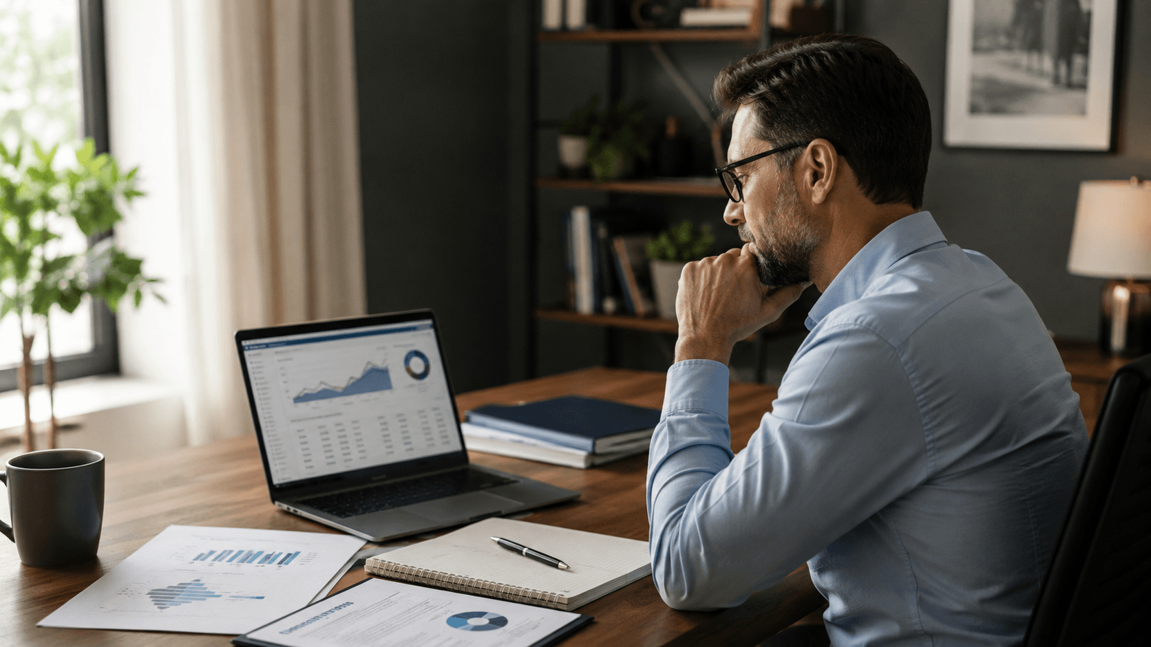 Person reviewing investment charts on a laptop