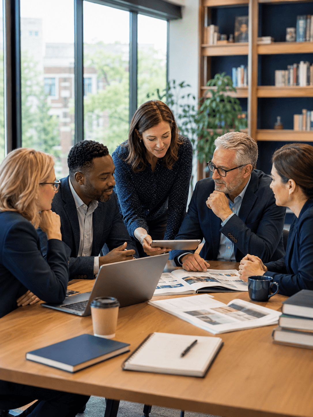 Education consultants meeting with institutional leaders
