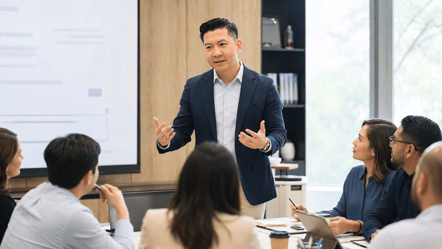 Lumeric consultant presenting to a team