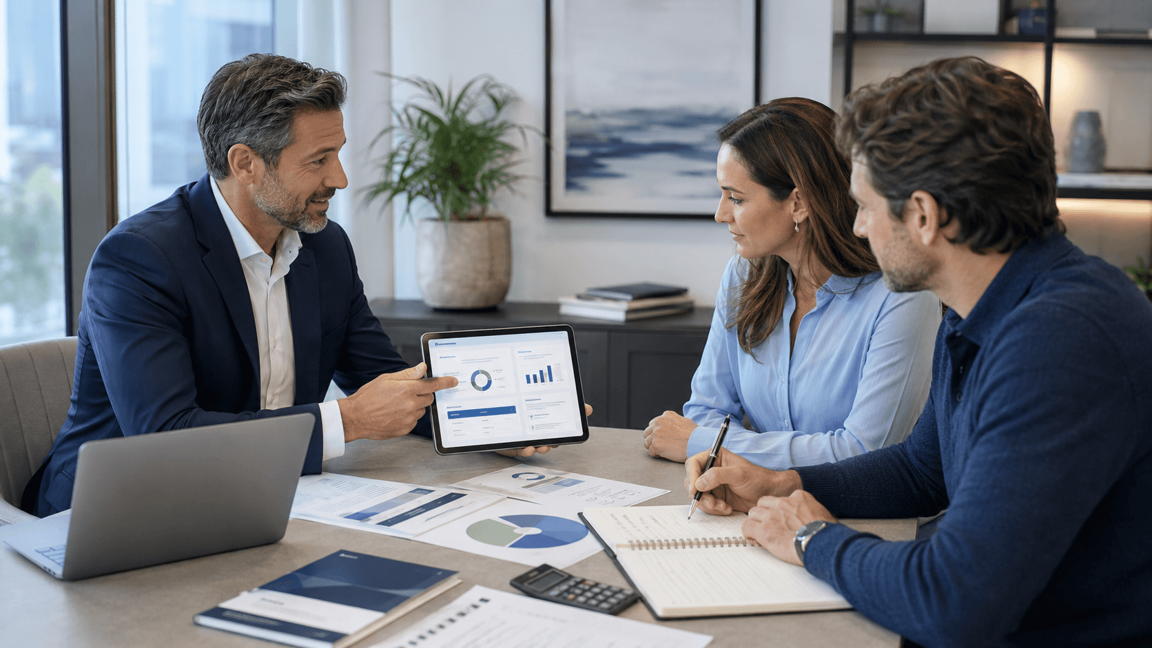 Financial advisor presenting to clients