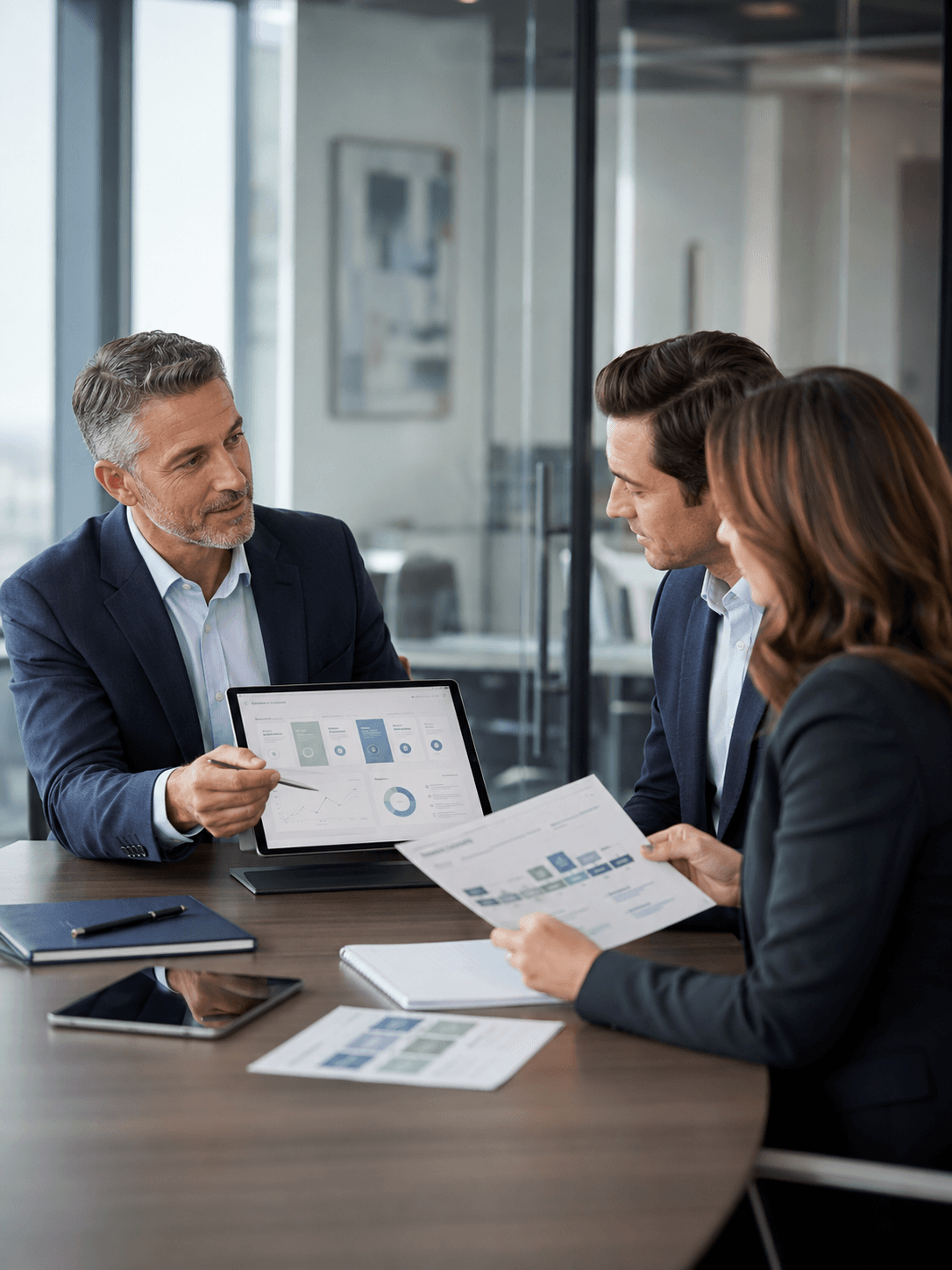 Financial advisor presenting a client education plan