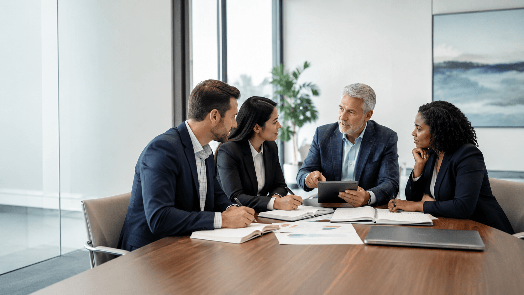 Financial team in a training session