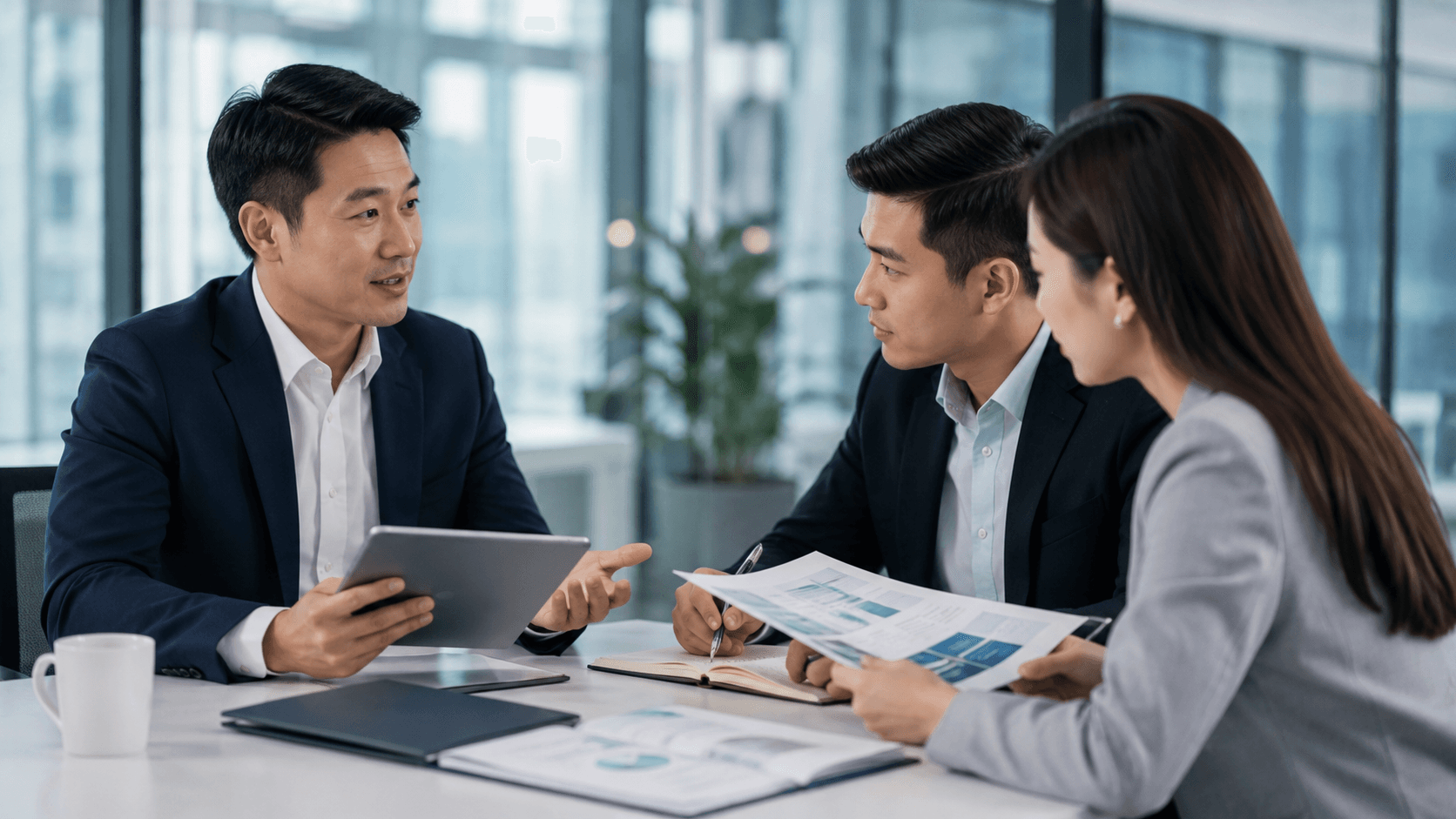 Financial advisors in a team training session