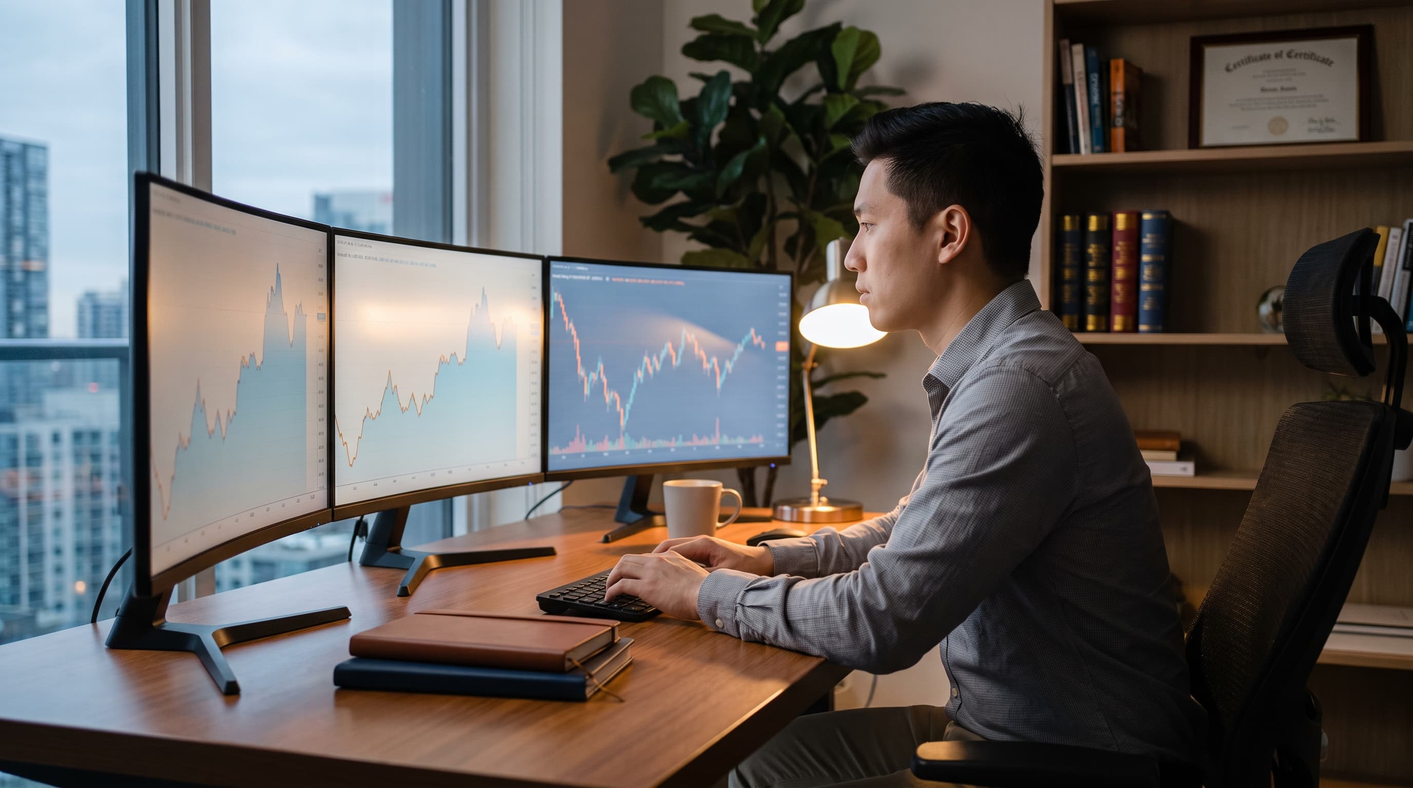 Learner reviewing trading charts