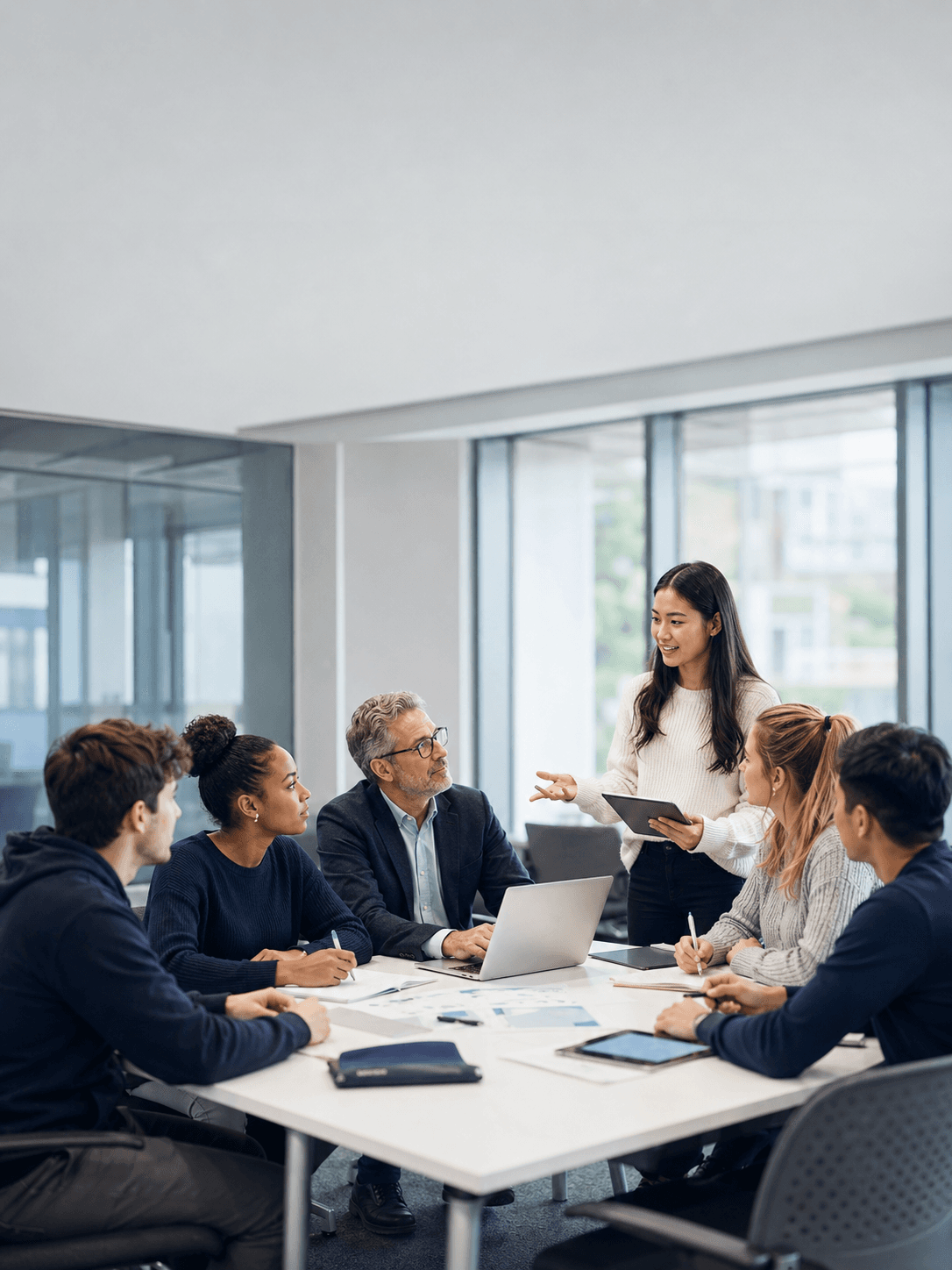 University finance professional presenting to students